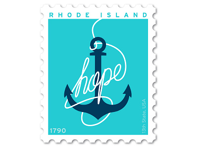 Rhode Island Stamp anchor design illustration lettering philately stamp vector