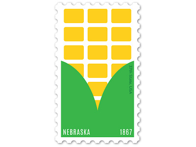 Nebraska Stamp corn design flat illustration modern philately stamp vector