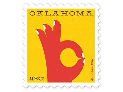 Oklahoma Stamp design flat hand illustration philately retro stamp vector