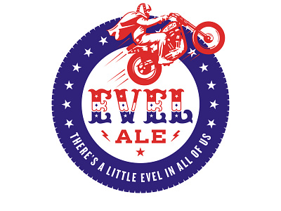Evel Ale badge beer branding design illustration logo motrocycle patch retro stars sticker