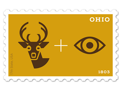 Ohio Stamp buck design eye flat illustration philately stamp vector