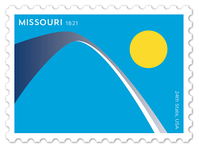 Missouri Stamp design illustration philately saarinen stamp vector