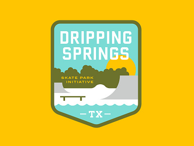 Dripping Springs Texas Skate Park badge design illustration patch skate park skateboarding