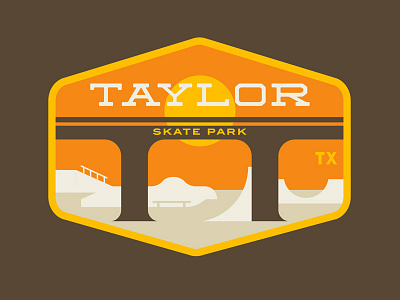 Taylor Texas Skate Park badge bridge design illustration patch skate park skateboarding