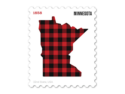 Minnesota Stamp design flannel flat illustration philately stamp vector