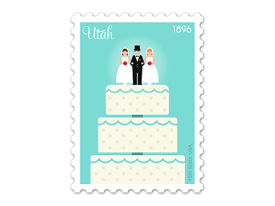 Utah Stamp brides cake design groom illustration philately stamp wedding