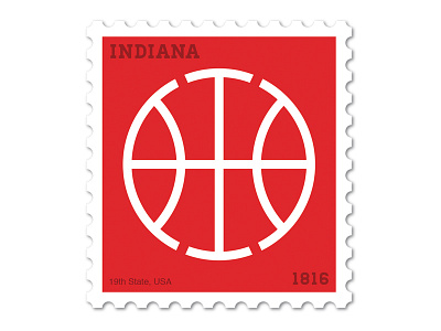 Indiana Stamp basketball design illustration stamp