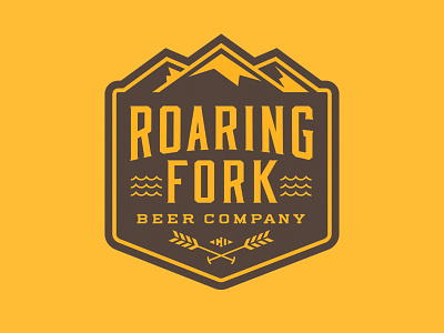 Roaring Fork Beer Co. badge beer branding brewery lockup logo mountain river snowboarding