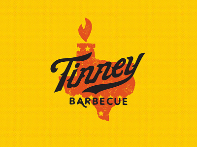 Tinney Barbecue badge bbq branding flame letterform lettering logo stars texas