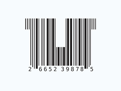 Universal Product Code barcode design flat letterform lettering u