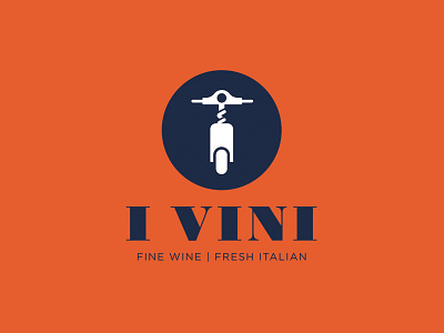 I Vini Logo branding cork screw design identity italian logo vector vespa wine bar