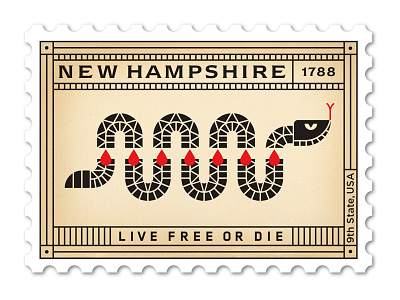 New Hampshire Stamp blood design flat illustration new hampshire philately snake vector
