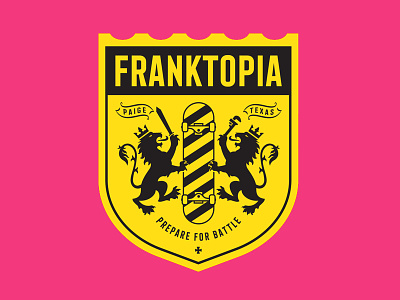 Franktopia badge design heraldry lions logo plumber rad shield skateboarding texas