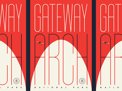 Type Hike Gateway Arch badge design flat gateway arch illustration letterform lettering modern plane poster retro