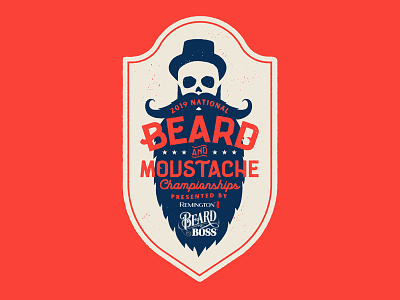 National Beard & Moustache Championship badge beard branding design flat illustration moustache skull vector