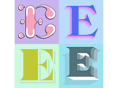 Study on "E" e lettering study vector lettering