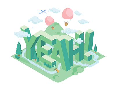 YEAH! 3d lettering isometric isometric design