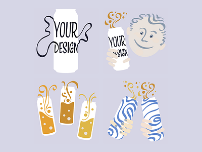 Illustrations for custom beer company Eliqs beer bubbles can illustration