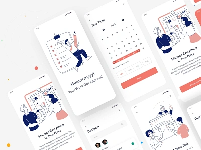 Task Management app Design app designer app illustration app screen app ui ux business app clean screens colourful illustration mobiel illustration mobile app mobile app design mobile app ui design mobile app ux deisgn screens smart app task task management app ui designer ux designer web app