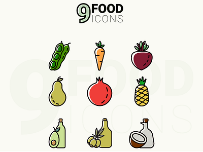 9 Food Icons food healthy icons line icons nutrition ui ux