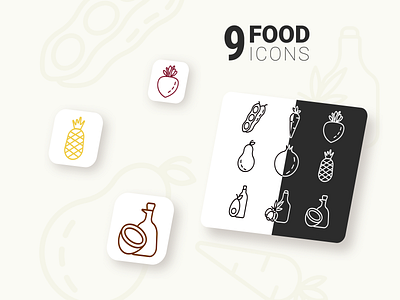 9 Food Icons food food icons line icons nutrition ui ux vegetales