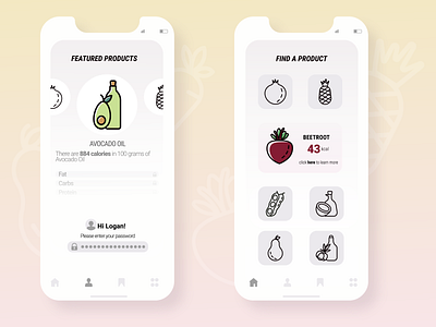 Nutrition App Design design food illustration line icons nutrition ui ux