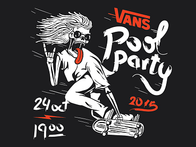 Vans Pool Party Poster black party pool skate skull vans
