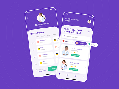 Healt App - Doctors and their office hours figma figmadesign health health app inspiration ios ios app medical app mobile mobile app design mobile ui mobile uiux screens simple ui uidesign uiux user interface design uxdesign vibrant color