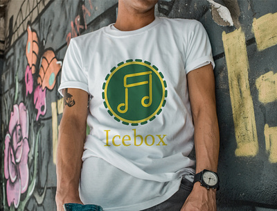 GREEN ICEBOX LOGO ON A TSHIRT MOCKUP. branding design illustration logo vector