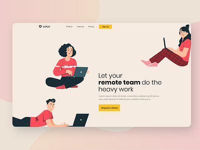 Landing Page Exploration illustration landing page modern remote remote work remote working team ui ui ux ux vector web web design