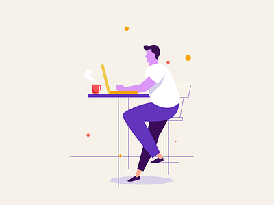 Working on Laptop illustration laptp modern remote work trendy vector working working space