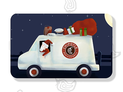 Chipotle Gift Cards — Santa Truck after effects animation childrens illustration chipotle chipotle mexican grill christmas gif gift card gift cards holiday illustration process procreate santa santaclaus