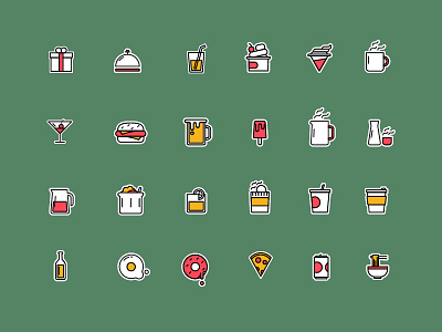 Cafe' Stickers badge cafe colour food graphic icon set sticker web