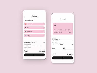 Credit Card Checkout app card checkout credit design elegant mobil pay payment shipping ui