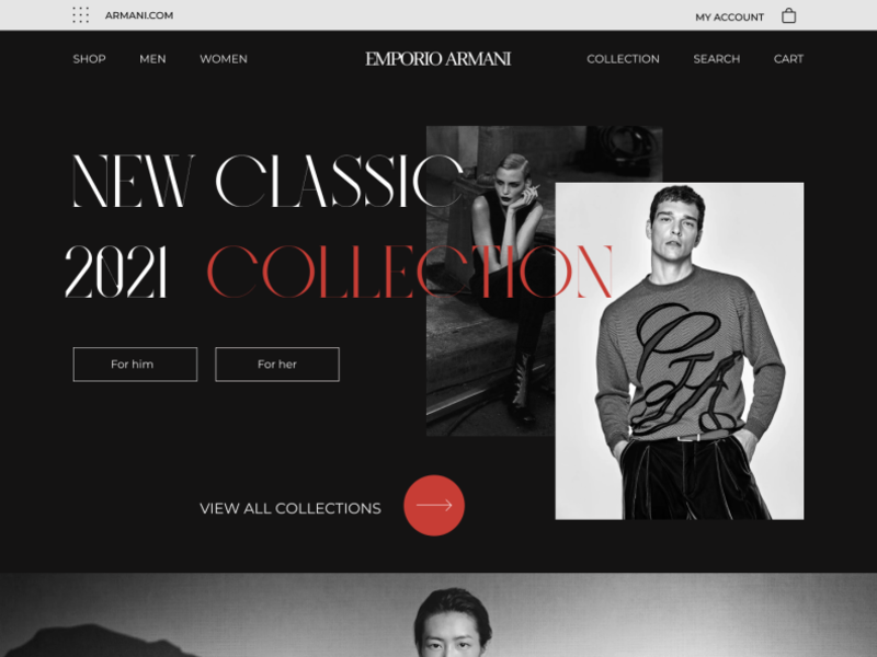 Armani website first page redesign by Gulyaz Dursunova on Dribbble