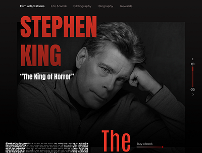 Stephen King app art branding concept design first page illustration stephen king ui ux website