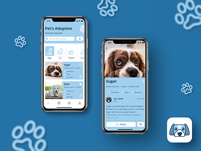 Concept of Pet's Adoption Mobile App adopt adoption app concept design dribble shot pet pet adopt pet adoption pets adopt pets adoption shot ui ux