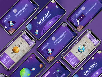 Galaxias : Elementary School Solar System Learning Application app design typography ui ux