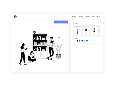 ITG.Digital animation app builder color composition custom design hover illustration illustrator interaction itg itg.digital library people platform select story web website