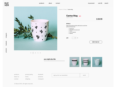 Product Page for Klever shop