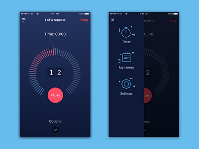 Rhythm timer app application fitness ios menu mobile app rhythm settings statistics time timer workout