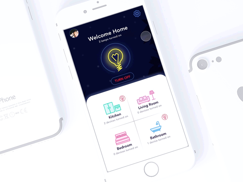 Electricity Controller Application animation application chart electricity icons ios light rooms smart home statistic