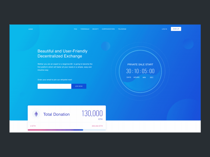 Free ICO Crypto Currency Website Template animation bitcoin crypto currency exchange homepage ico landing template timer token website