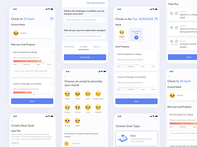 Goal Creation in Treatment App application calendsr check-in dashboard goal health tech healthcare ios members mobile mood plan planner product design schedule slider smile survey surveys treatment