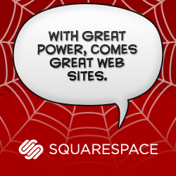 Unofficial Squarespace Ad for Comic Podcast Site - With Great Power ad comics red spider man spidey squarespace web word balloon