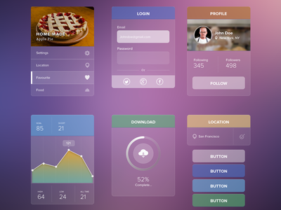 Transparent UI kit - Free Psd