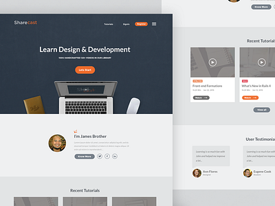 Landing page for e-learning site