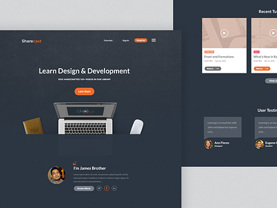 Landing page for e-learning site V-02