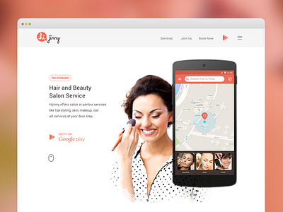 Beauty Service Landing Page android app india landingpage light saurabhj web white