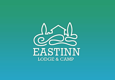 Eastinn Lodge & camp logo art branding camp green hotel line logo wires